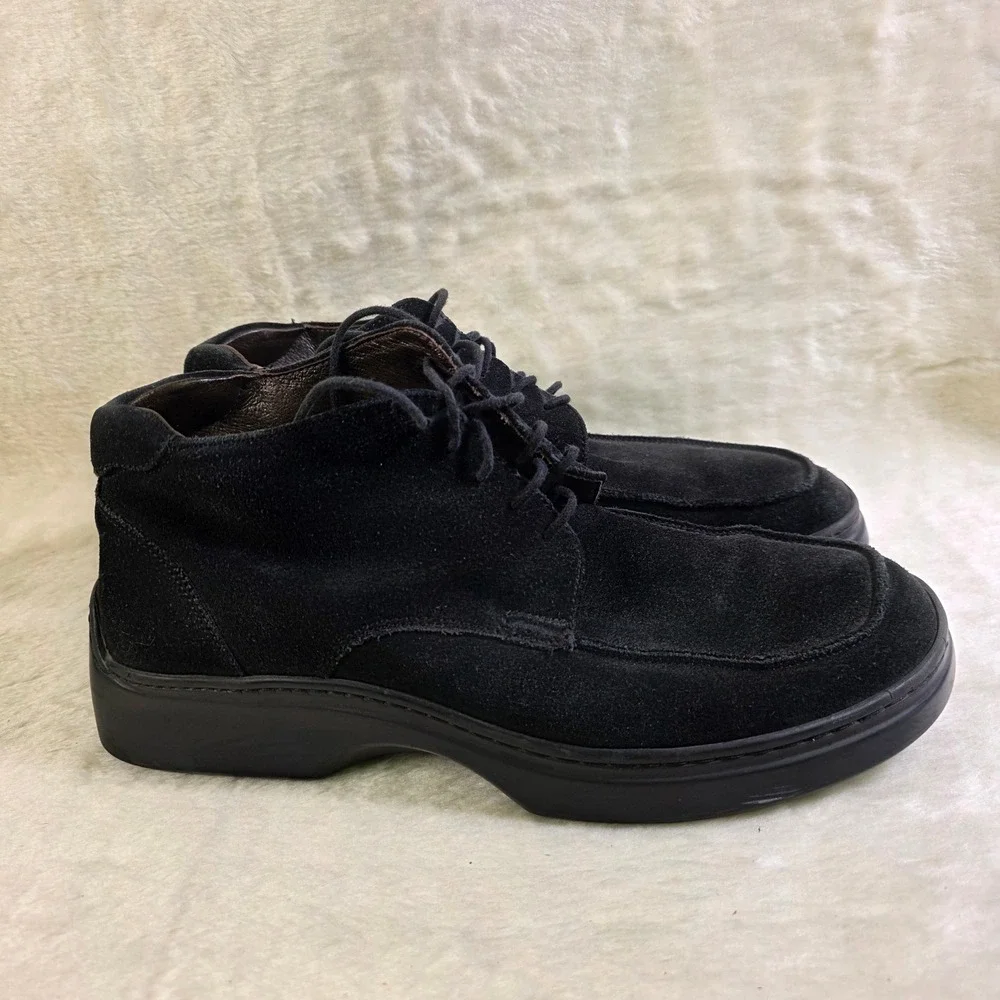 VTG Kenneth Cole New York Chukka Boots Black Suede Italian Leather Lined Mens 10